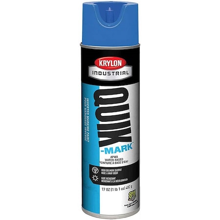 Krylon Quik-Mark WB Inverted Marking Paint Fluorescent Caution Blue, Size: 20 oz, Net Wt: 17 oz A03620004